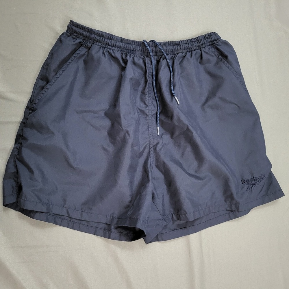 Reebok Womens Vintage Navy Blue‎ Athletic Shorts Size Medium Embroidered Logo